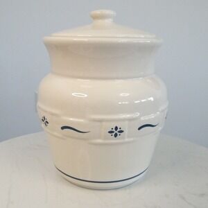 Longaberger Pottery Woven Traditions Heritage Blue Medium 2 Qt Canister 7"